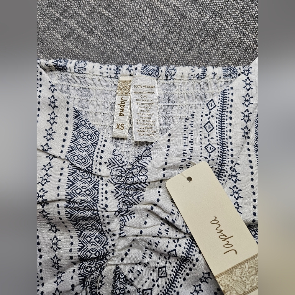 JAPNA Bohemian Peplum White & Blue Paisley Patterned Top - Picture 8 of 9